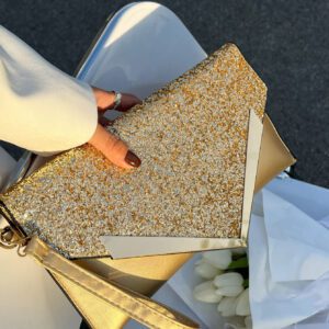 Sac Carré À Rabat En Paillettes De Luxe, Élégant, Exquis, Luxueux, Brillant Et Orné De Bijoux En Métal Pour Sac De Soirée, De Dîner Pour Fille De Fête, Femme, Mariée. Parfait Pour Les Soirées, Les Mariages, Les Bals, Les Dîners/banquets