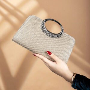 1 pièce Sac de soirée élégant métallique décoré de strass brillants et élégants, convient pour les fêtes, mariages, dîners et banquets des femmes. Sac de soirée parfait pour les fêtes, les mariages, les bals de promo et les dîners/banquets. Cadeau idéal pour les femmes