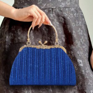 Sac pochette élégant et poignée supérieure pour femme SIIZA bleu, sac pochette scintillant/chic/sac bandoulière chaîne pour soirée/fête/voyage