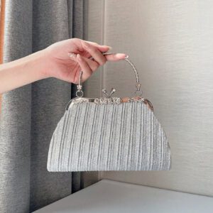 Sac pochette élégant et poignée supérieure pour femme SIIZA bleu, sac pochette scintillant/chic/sac bandoulière chaîne pour soirée/fête/voyage