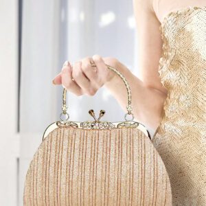 Sac pochette élégant et poignée supérieure pour femme SIIZA bleu, sac pochette scintillant/chic/sac bandoulière chaîne pour soirée/fête/voyage