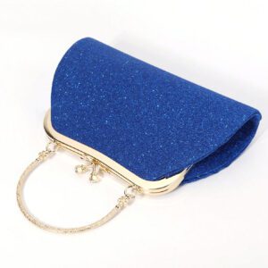 Sac pochette élégant et poignée supérieure pour femme SIIZA bleu, sac pochette scintillant/chic/sac bandoulière chaîne pour soirée/fête/voyage