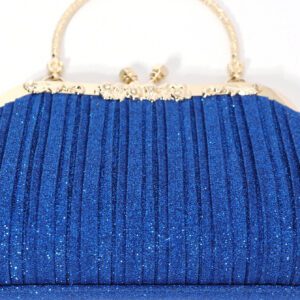 Sac pochette élégant et poignée supérieure pour femme SIIZA bleu, sac pochette scintillant/chic/sac bandoulière chaîne pour soirée/fête/voyage
