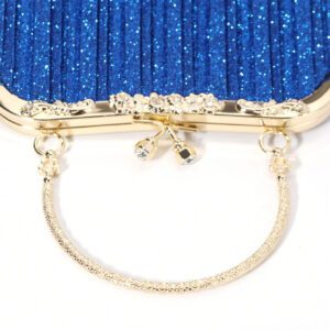 Sac pochette élégant et poignée supérieure pour femme SIIZA bleu, sac pochette scintillant/chic/sac bandoulière chaîne pour soirée/fête/voyage