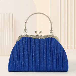 Sac pochette élégant et poignée supérieure pour femme SIIZA bleu, sac pochette scintillant/chic/sac bandoulière chaîne pour soirée/fête/voyage