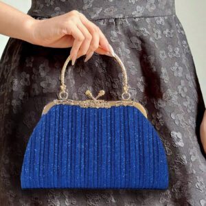 Sac pochette élégant et poignée supérieure pour femme SIIZA bleu, sac pochette scintillant/chic/sac bandoulière chaîne pour soirée/fête/voyage