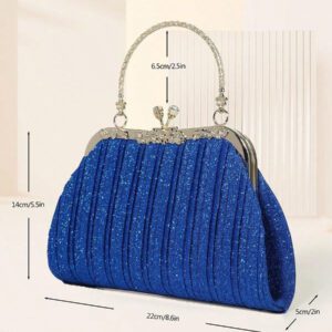 Sac pochette élégant et poignée supérieure pour femme SIIZA bleu, sac pochette scintillant/chic/sac bandoulière chaîne pour soirée/fête/voyage