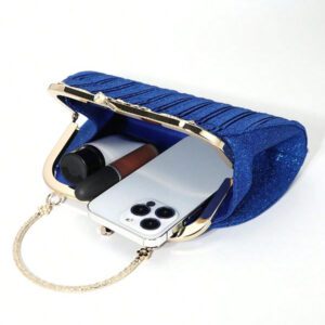 Sac pochette élégant et poignée supérieure pour femme SIIZA bleu, sac pochette scintillant/chic/sac bandoulière chaîne pour soirée/fête/voyage