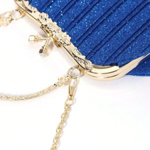 Sac pochette élégant et poignée supérieure pour femme SIIZA bleu, sac pochette scintillant/chic/sac bandoulière chaîne pour soirée/fête/voyage