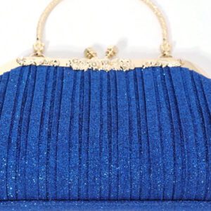 Sac pochette élégant et poignée supérieure pour femme SIIZA bleu, sac pochette scintillant/chic/sac bandoulière chaîne pour soirée/fête/voyage