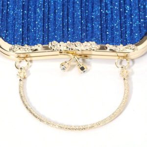 Sac pochette élégant et poignée supérieure pour femme SIIZA bleu, sac pochette scintillant/chic/sac bandoulière chaîne pour soirée/fête/voyage