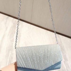 Sac de soirée Moonlit EveBag Glamour, élégant, exquis, silencieux de luxe paillettes, Mini enveloppe brillante styliste, élégant, brillant avec empiècement froncé détail scintillant pour fête, parfait sac de mariée pour mariage, bal et événements de fête , sac de soirée pour fille de fête, femme