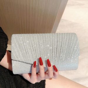 Sac de soirée Moonlit EveBag Glamour, élégant, exquis, silencieux de luxe paillettes, Mini enveloppe brillante styliste, élégant, brillant avec empiècement froncé détail scintillant pour fête, parfait sac de mariée pour mariage, bal et événements de fête , sac de soirée pour fille de fête, femme