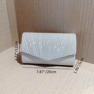 Sac de soirée Moonlit EveBag Glamour, élégant, exquis, silencieux de luxe paillettes, Mini enveloppe brillante styliste, élégant, brillant avec empiècement froncé détail scintillant pour fête, parfait sac de mariée pour mariage, bal et événements de fête , sac de soirée pour fille de fête, femme