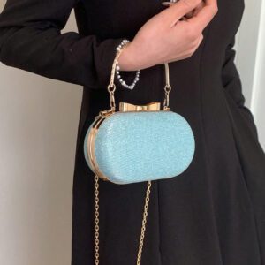 Sac de soirée doré portable glamour et pailleté en métal miniature pour femmes. Sac à main élégant pour mariage, porté à l'épaule