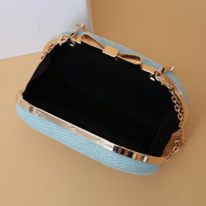 Sac de soirée doré portable glamour et pailleté en métal miniature pour femmes. Sac à main élégant pour mariage, porté à l'épaule