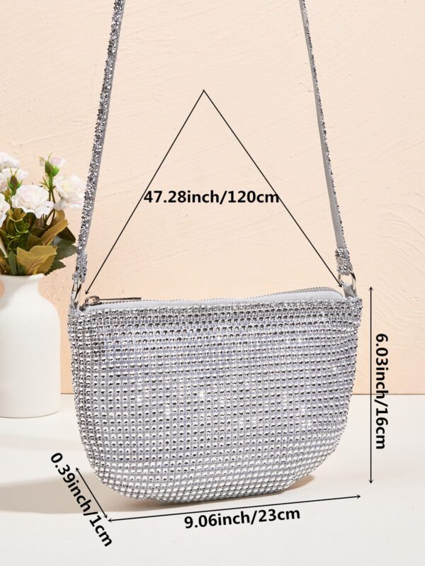 Sac à main à paillettes Vincy avec décoration étincelante en strass, peut être utilisé en bandoulière ou tenu à la main. Sac à main pour femmes à la mode et polyvalent – Image 2