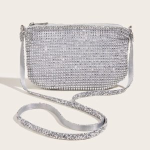 Sac à main à paillettes Vincy avec décoration étincelante en strass, peut être utilisé en bandoulière ou tenu à la main. Sac à main pour femmes à la mode et polyvalent