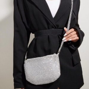 Sac à main à paillettes Vincy avec décoration étincelante en strass, peut être utilisé en bandoulière ou tenu à la main. Sac à main pour femmes à la mode et polyvalent
