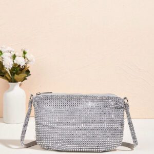 Sac à main à paillettes Vincy avec décoration étincelante en strass, peut être utilisé en bandoulière ou tenu à la main. Sac à main pour femmes à la mode et polyvalent
