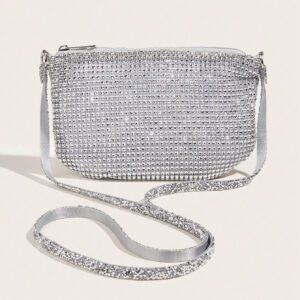 Sac à main à paillettes Vincy avec décoration étincelante en strass, peut être utilisé en bandoulière ou tenu à la main. Sac à main pour femmes à la mode et polyvalent