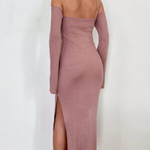 SHEIN Robe longue découpée à côtes pour femmes