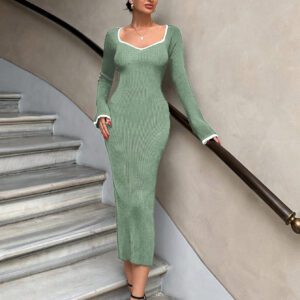 SHEIN Robe à encolure en forme de cœur, manches raglan avec liens de contraste