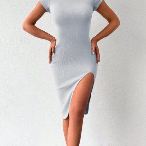 Robe Moulante Unicolore Fendu