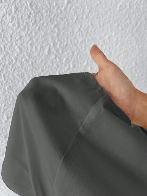 SHEIN PETITE Robe chemise décontractée unie à manches retroussées avec boutons devant – Image 11