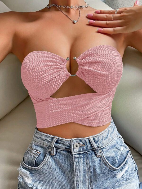SHEIN Raffinéa Top bandeau à lien anneau découpe croisé à nœud – Image 2