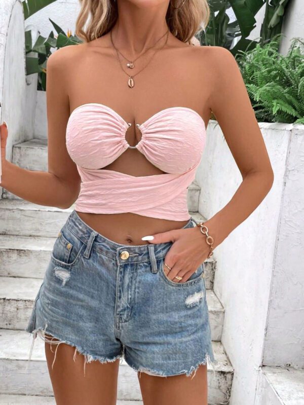 SHEIN Raffinéa Top bandeau à lien anneau découpe croisé à nœud – Image 6
