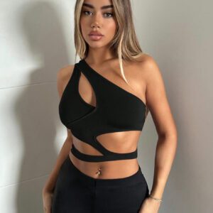 SHEIN ICON Top Court Asymétrique Découpé