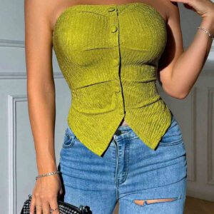 SHEIN MOOSTA Top Bandeau À Bouton Asymétrique