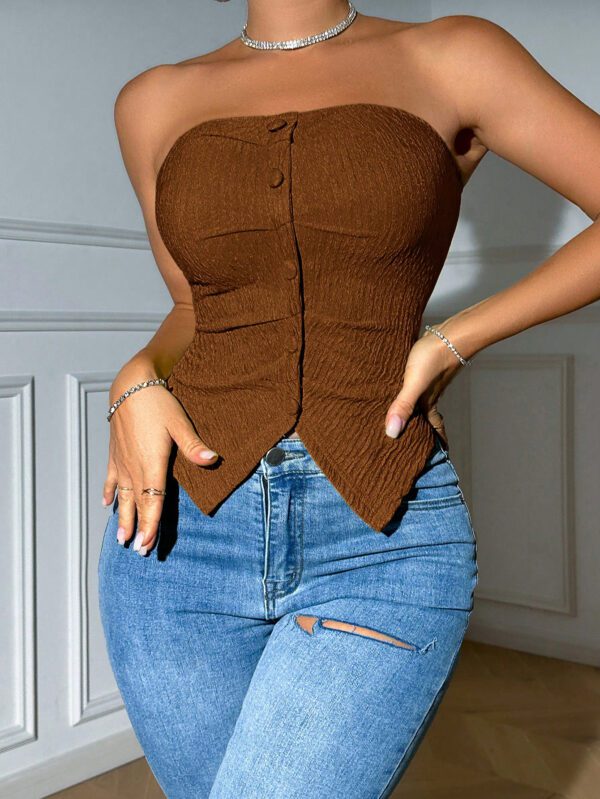 SHEIN MOOSTA Top Bandeau À Bouton Asymétrique – Image 10