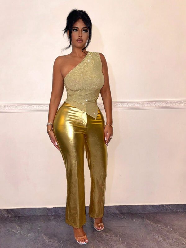 SHEIN SXY Haut Asymétrique De Nouvel An Scintillant À Une Épaule Avec Ourlet Asymétrique – Image 5