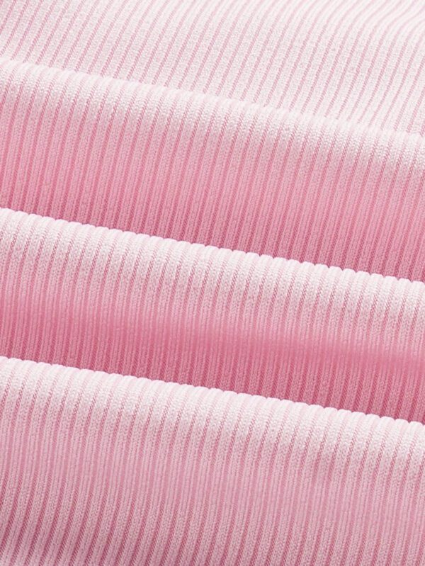 SHEIN Slayr Casual Pink Square Neck Ribbed Women's Top – Image 5