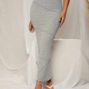 SHEIN SXY Jupe crayon taille haute couture à ourlet ondulé
