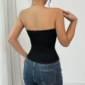 Elenzga Women's Vintage French Style Versatile Crop Top Design, Asymmetrical Color Blocking, Suitable For Party, New Year Celebration, Valentine's Day