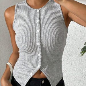 SHEIN Relaxiva Women's Casual Slim Fit Ribbed Open Back Camisole Tank Top