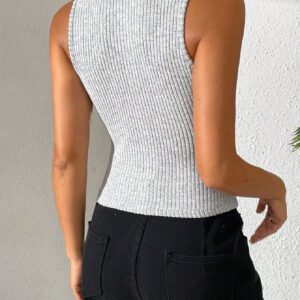 SHEIN Relaxiva Women's Casual Slim Fit Ribbed Open Back Camisole Tank Top