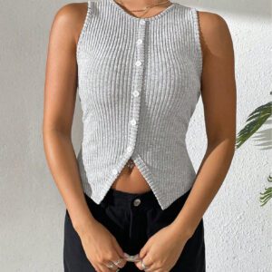 SHEIN Relaxiva Women's Casual Slim Fit Ribbed Open Back Camisole Tank Top