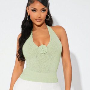 SHEIN SXY Women Deep V-Neck Backless Long Dress Sexy See-Through Spaghetti Strap Dress Knit Backless Top,Summer Outfits,Summer Tops Women,Summer Tops,Summer Outfits For Women,Valentine Day