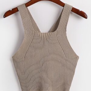 SHEIN MOOSTA Crisscross Ribbed Knit Top