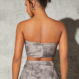 SHEIN BAE Women's Dip Dye Asymmetric Hem Bandeau Top