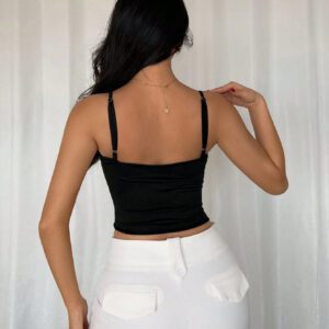 SHEIN Relaxiva Cute Bow Accent Black White Contrast Form-Fitting Camisole