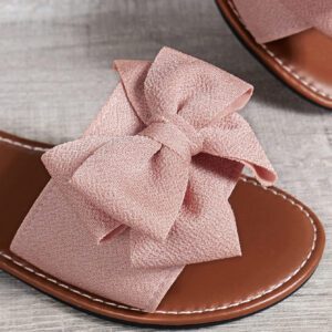 Sandales plates d'été avec nœud, ouvertes, confortables et faciles à enfiler. Parfaites pour la plage, les sorties, les voyages et la Saint-Valentin
