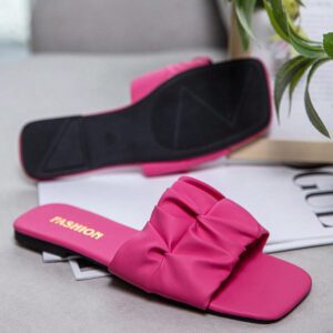 Sandales plates pour femmes avec bout carré, bague d'orteil, vamp plissé, antidérapant, chaussures décontractées de plage extérieure pour vacances