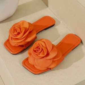 Mules florales pour femmes, nouveaux sandales plates d'été à la mode avec bout ouvert, polyvalentes