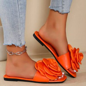 Mules florales pour femmes, nouveaux sandales plates d'été à la mode avec bout ouvert, polyvalentes
