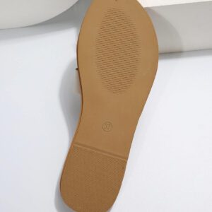 Sandales plates dorées pour femmes, modèle classique H à bout ouvert et ajouré, style casual pour la plage